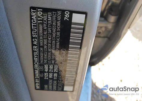 2002 Mercedes-Benz E 320 Special Edition from USA, damaged, VIN WDBJF65J82B473500